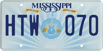 MS license plate HTW070