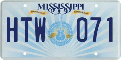 MS license plate HTW071