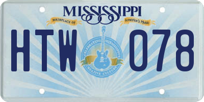 MS license plate HTW078