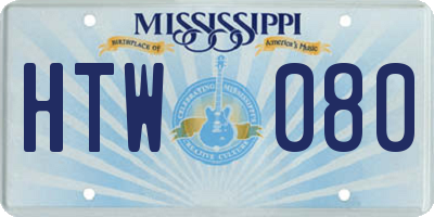 MS license plate HTW080