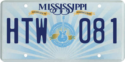 MS license plate HTW081