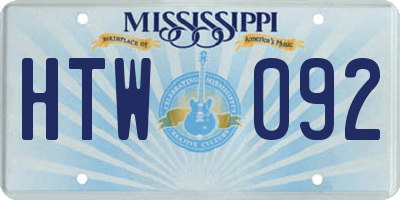 MS license plate HTW092