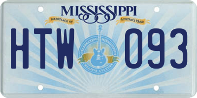 MS license plate HTW093