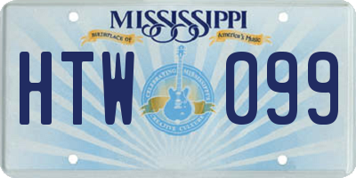 MS license plate HTW099
