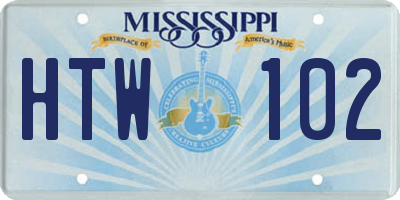 MS license plate HTW102