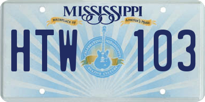 MS license plate HTW103