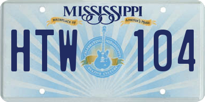 MS license plate HTW104