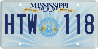 MS license plate HTW118