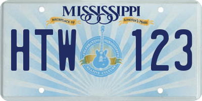 MS license plate HTW123