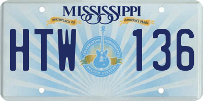 MS license plate HTW136