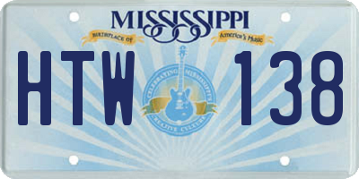 MS license plate HTW138
