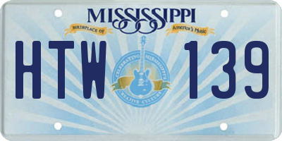 MS license plate HTW139