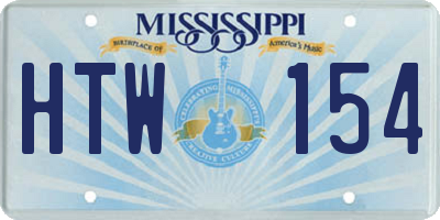 MS license plate HTW154