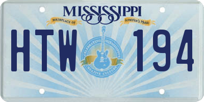 MS license plate HTW194