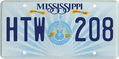 MS license plate HTW208