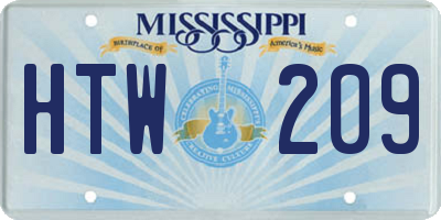 MS license plate HTW209