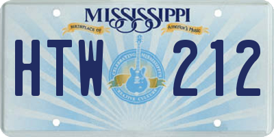 MS license plate HTW212