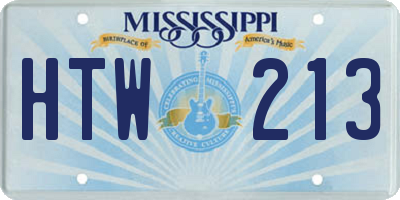 MS license plate HTW213