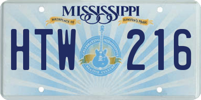 MS license plate HTW216