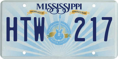 MS license plate HTW217
