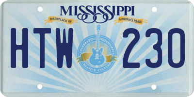 MS license plate HTW230