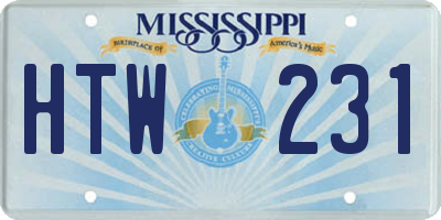 MS license plate HTW231