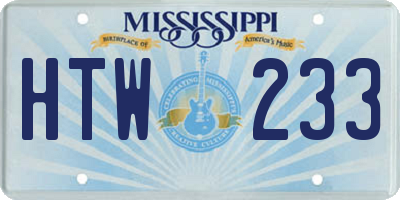 MS license plate HTW233