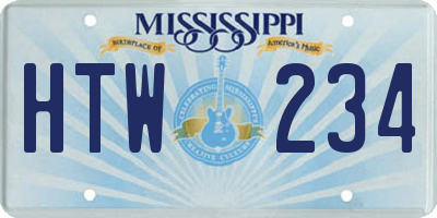 MS license plate HTW234