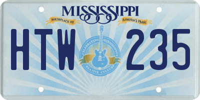 MS license plate HTW235