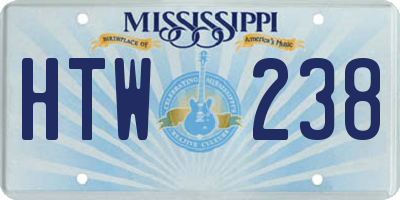 MS license plate HTW238