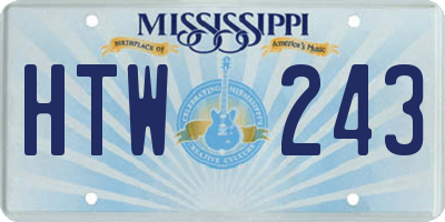 MS license plate HTW243