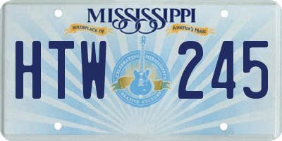 MS license plate HTW245