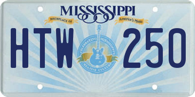 MS license plate HTW250