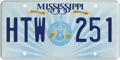 MS license plate HTW251