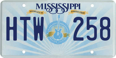 MS license plate HTW258