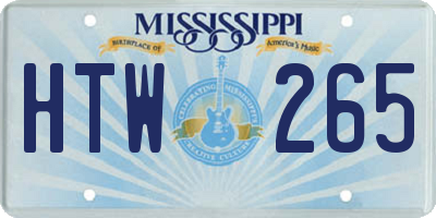 MS license plate HTW265