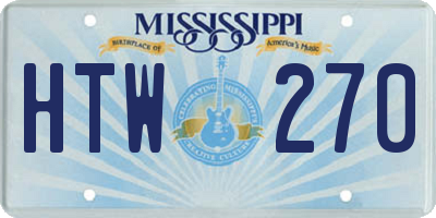 MS license plate HTW270