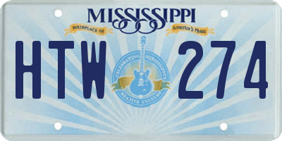 MS license plate HTW274