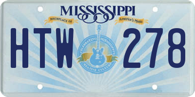 MS license plate HTW278