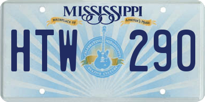 MS license plate HTW290