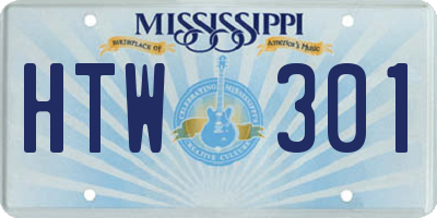 MS license plate HTW301