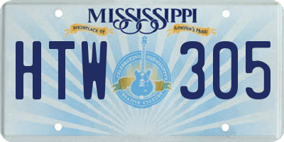 MS license plate HTW305