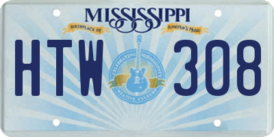 MS license plate HTW308