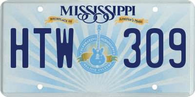 MS license plate HTW309