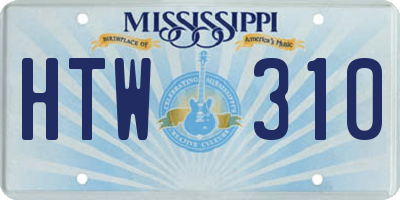 MS license plate HTW310