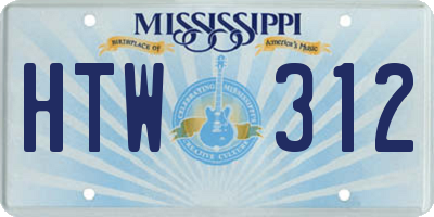 MS license plate HTW312