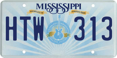 MS license plate HTW313