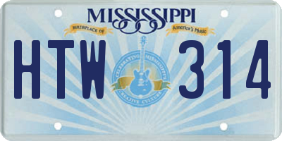 MS license plate HTW314