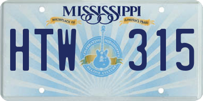 MS license plate HTW315