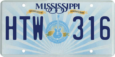 MS license plate HTW316